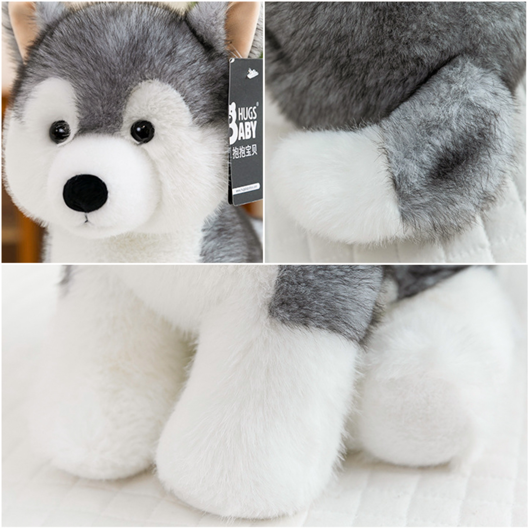 ตุ๊กตาสุนัขไซบีเรียนฮัสกี้ (Siberian Husky) ท่านั่ง ขนนุ่ม ขนาด 28cm