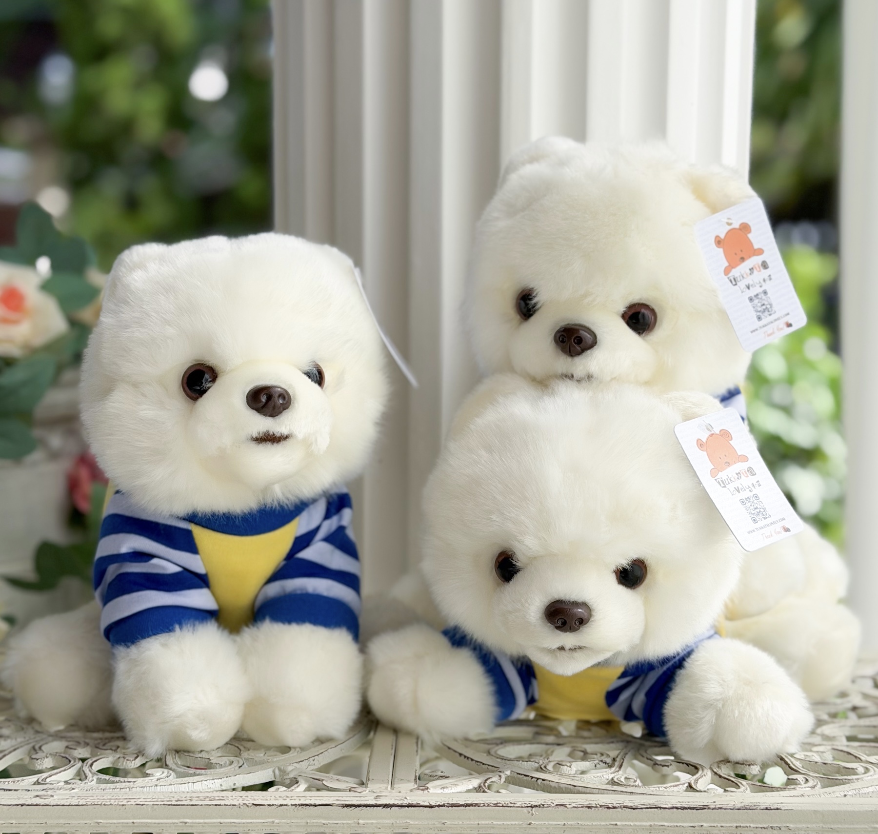 ตุ๊กตาสุนัขปอมปอมสีขาว 25cm
