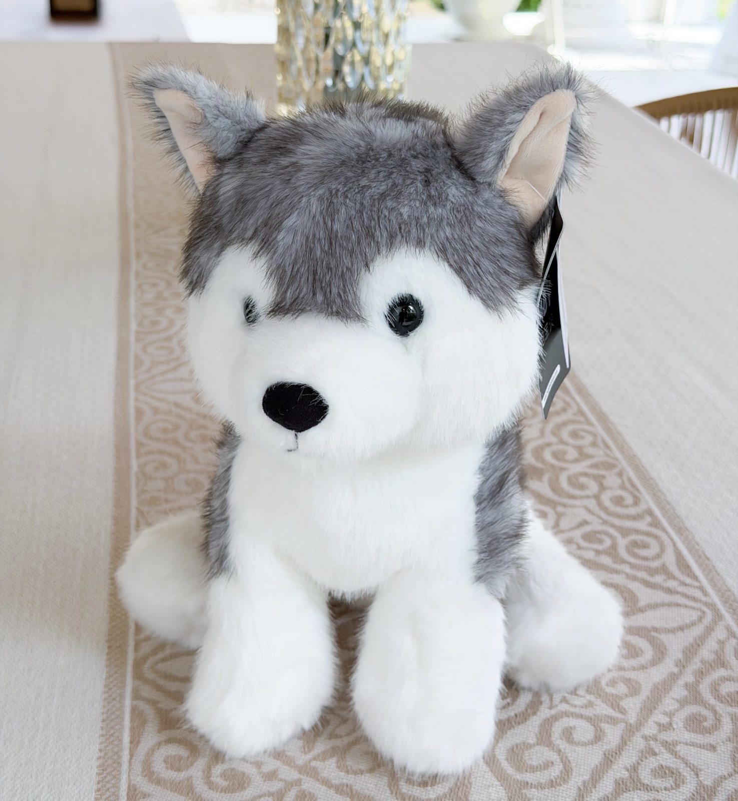 ตุ๊กตาสุนัขไซบีเรียนฮัสกี้ (Siberian Husky) ท่านั่ง ขนนุ่ม ขนาด 28cm