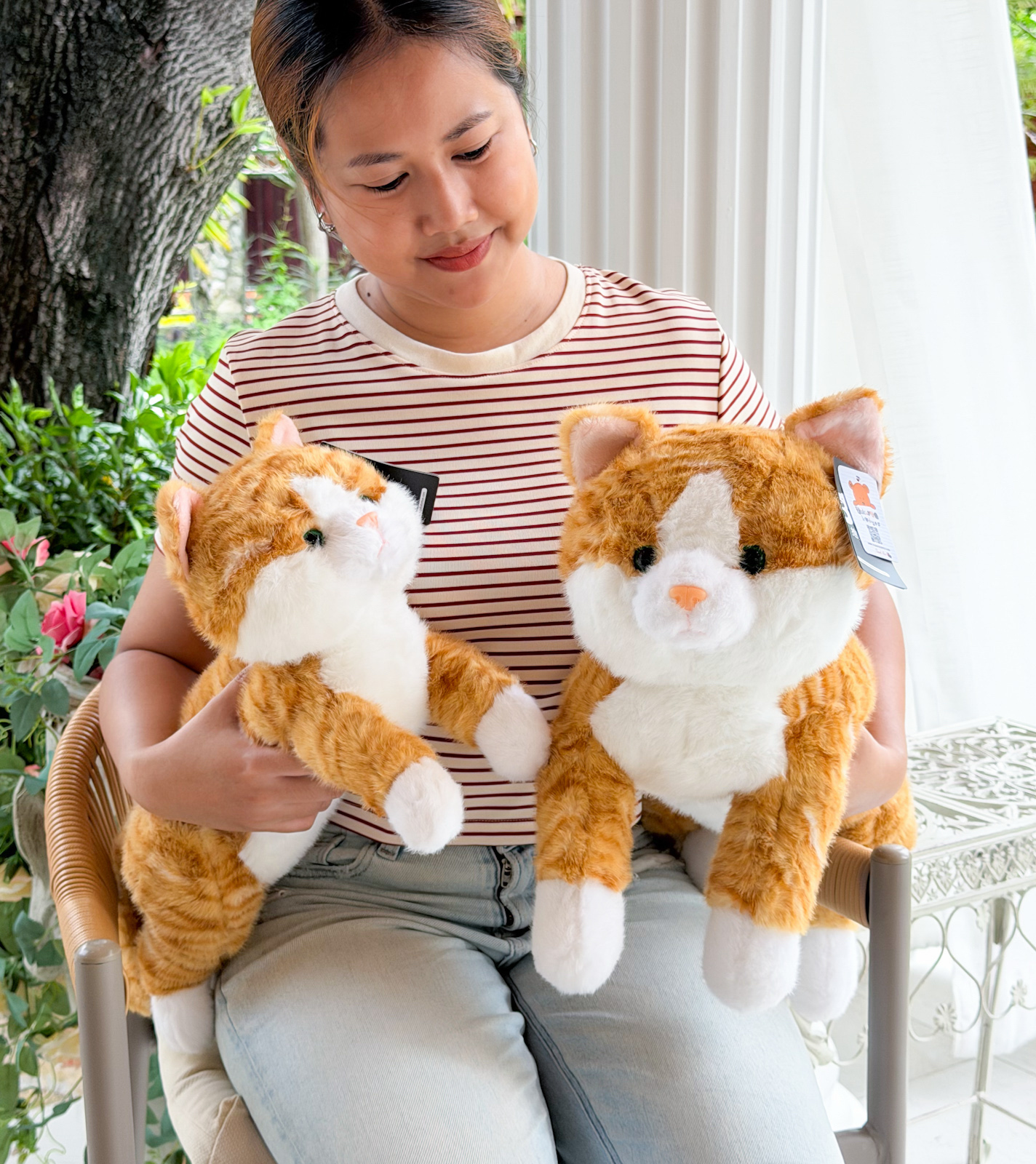 ตุ๊กตาแมวส้ม ลายเสือ ขนนุ่มพรีเมียม ขนาด 45-65cm