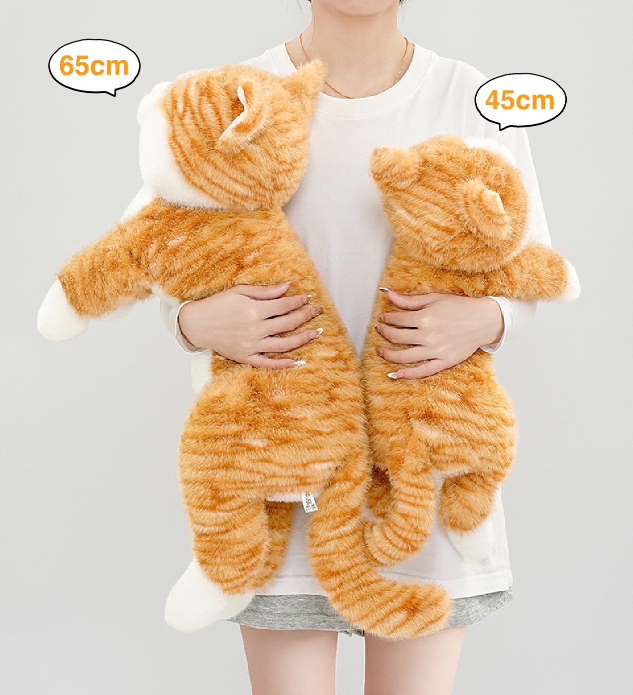 ตุ๊กตาแมวส้ม ลายเสือ ขนนุ่มพรีเมียม ขนาด 45-65cm