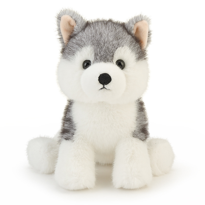 ตุ๊กตาสุนัขไซบีเรียนฮัสกี้ (Siberian Husky) ท่านั่ง ขนนุ่ม ขนาด 28cm