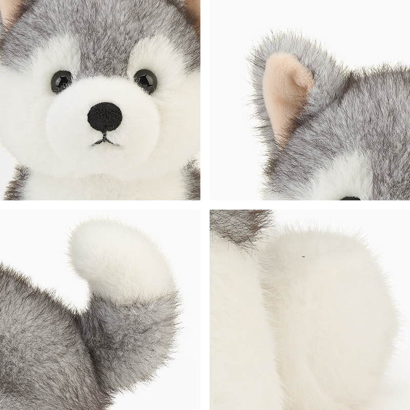 ตุ๊กตาสุนัขไซบีเรียนฮัสกี้ (Siberian Husky) ท่านั่ง ขนนุ่ม ขนาด 28cm