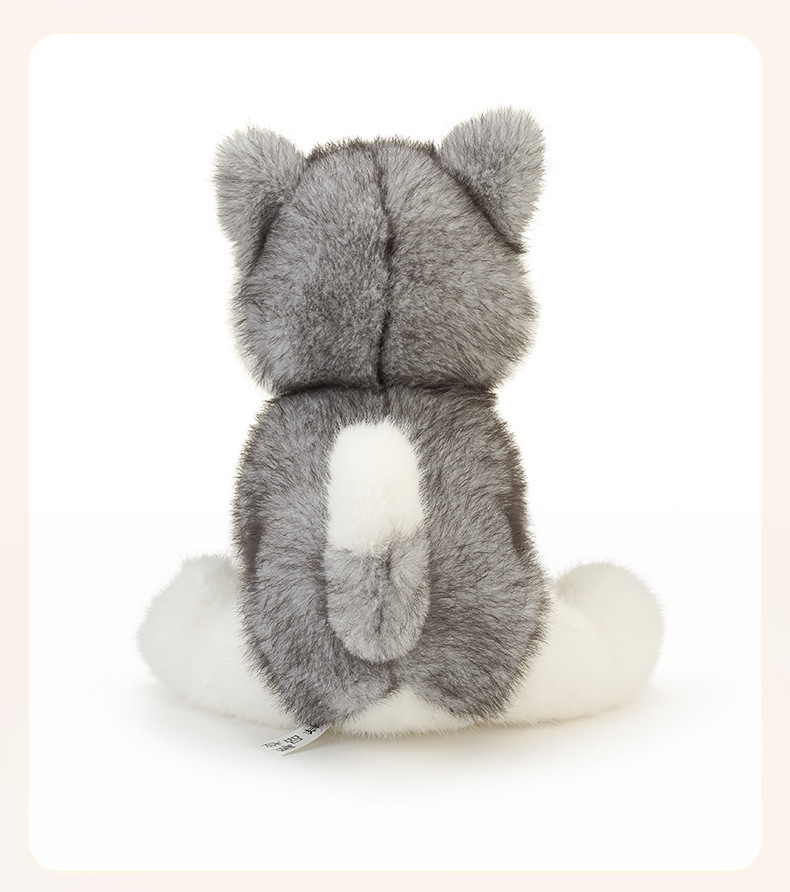 ตุ๊กตาสุนัขไซบีเรียนฮัสกี้ (Siberian Husky) ท่านั่ง ขนนุ่ม ขนาด 28cm