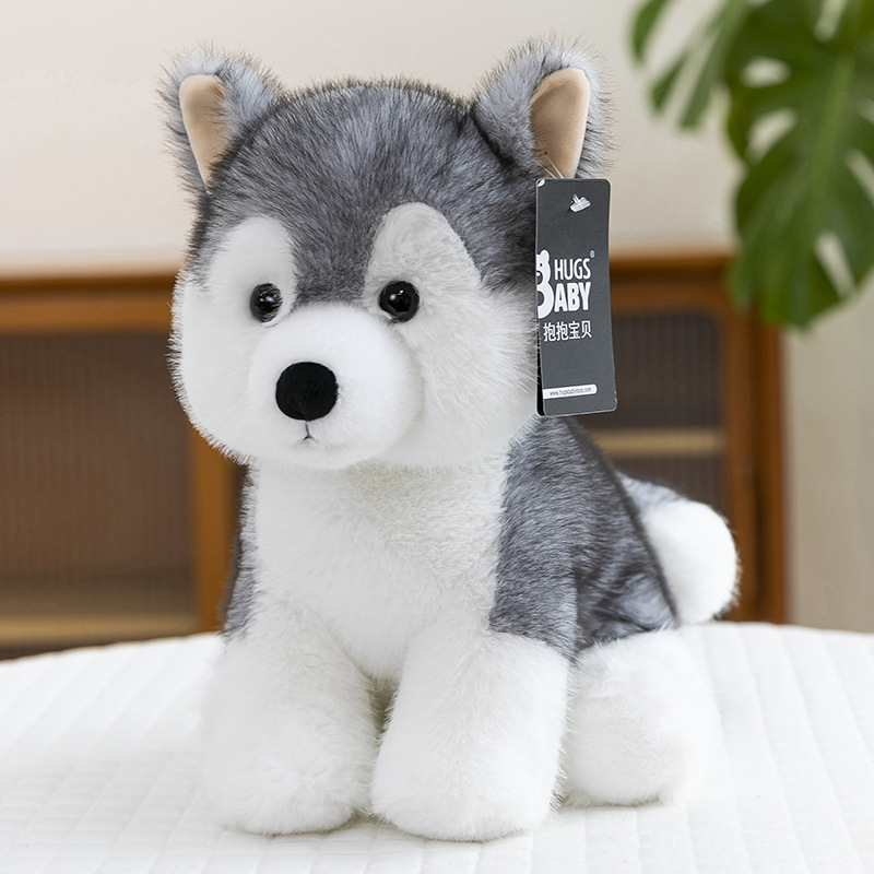 ตุ๊กตาสุนัขไซบีเรียนฮัสกี้ (Siberian Husky) ท่านั่ง ขนนุ่ม ขนาด 28cm