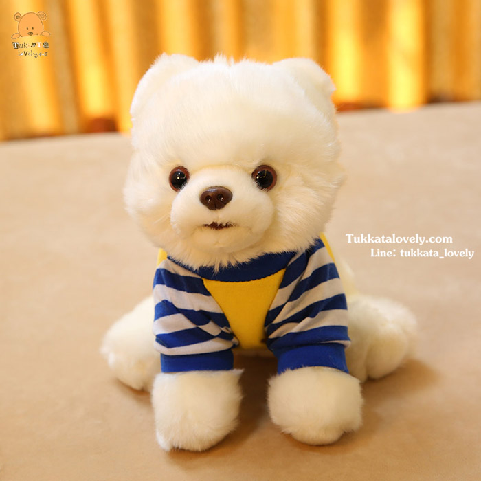 ตุ๊กตาสุนัขปอมปอมสีขาว 25cm