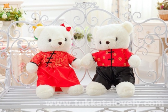 ตุ๊กตาเจ้าบ่าว-เจ้าสาวในชุดแต่งงานสีแดง (ชุดจีน)