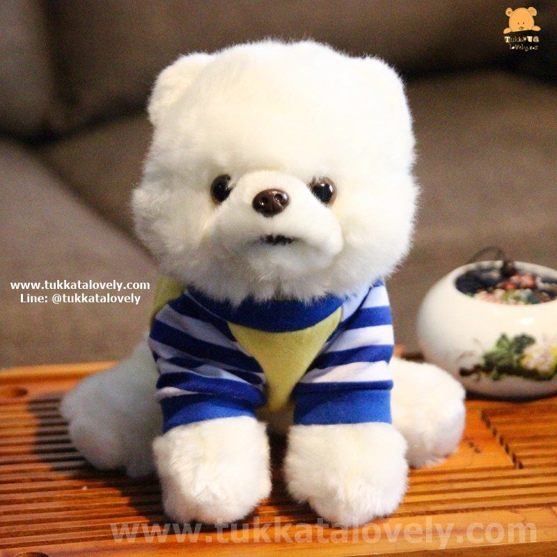 ตุ๊กตาสุนัขปอมปอมสีขาว 25cm