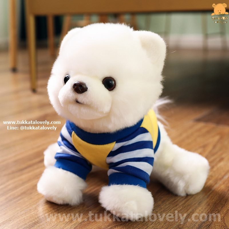 ตุ๊กตาสุนัขปอมปอมสีขาว 25cm