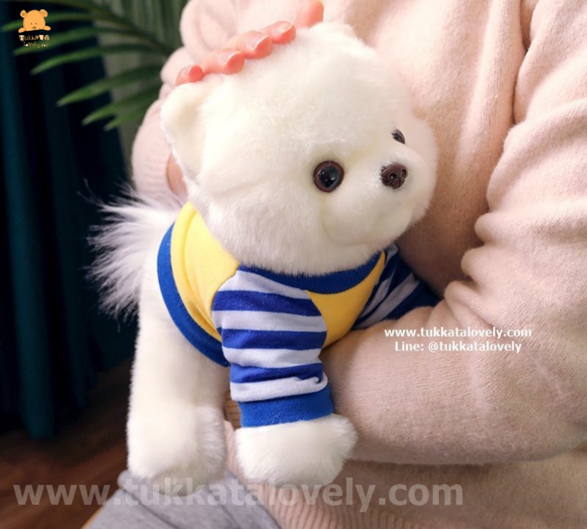 ตุ๊กตาสุนัขปอมปอมสีขาว 25cm