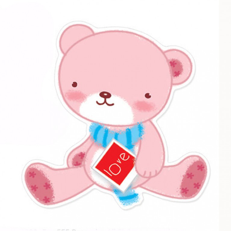 การ์ดตุ๊กตาหมีชมพูสื่อรัก