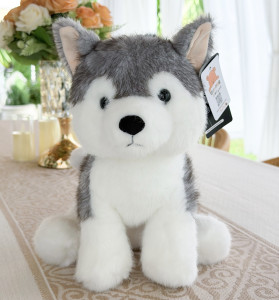ตุ๊กตาสุนัขไซบีเรียนฮัสกี้ (Siberian Husky) ท่านั่ง ขนนุ่ม ขนาด 28cm